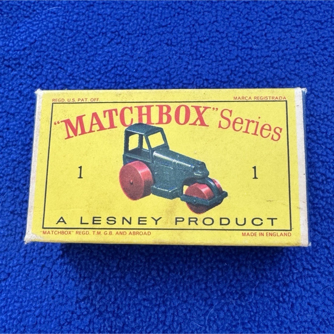 Vintage Lesney Matchbox Series #1 Aveling Bradford Road Roller Diecast & Box