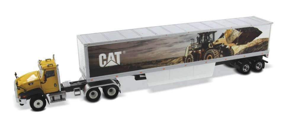 Diecast Masters 85666 Cat CT660 with Cat Mural Trailers 1/50 Scale Model