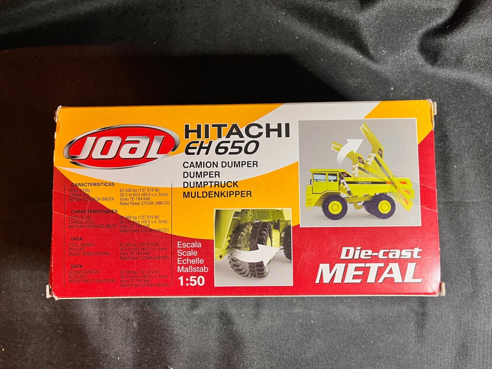 JOAL Hitachi EH 650 Dump Truck 1:50 Scale Light Green Box has price Sticker