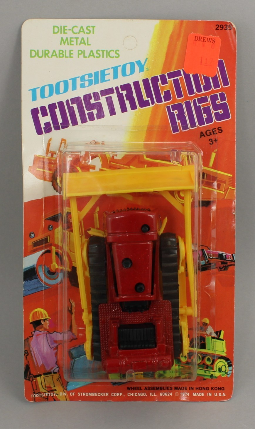 VINTAGE 1970s *TOOTSIETOY CONSRUCTION RIGS* Red & Yellow DOZER CRAWLER *NIP*