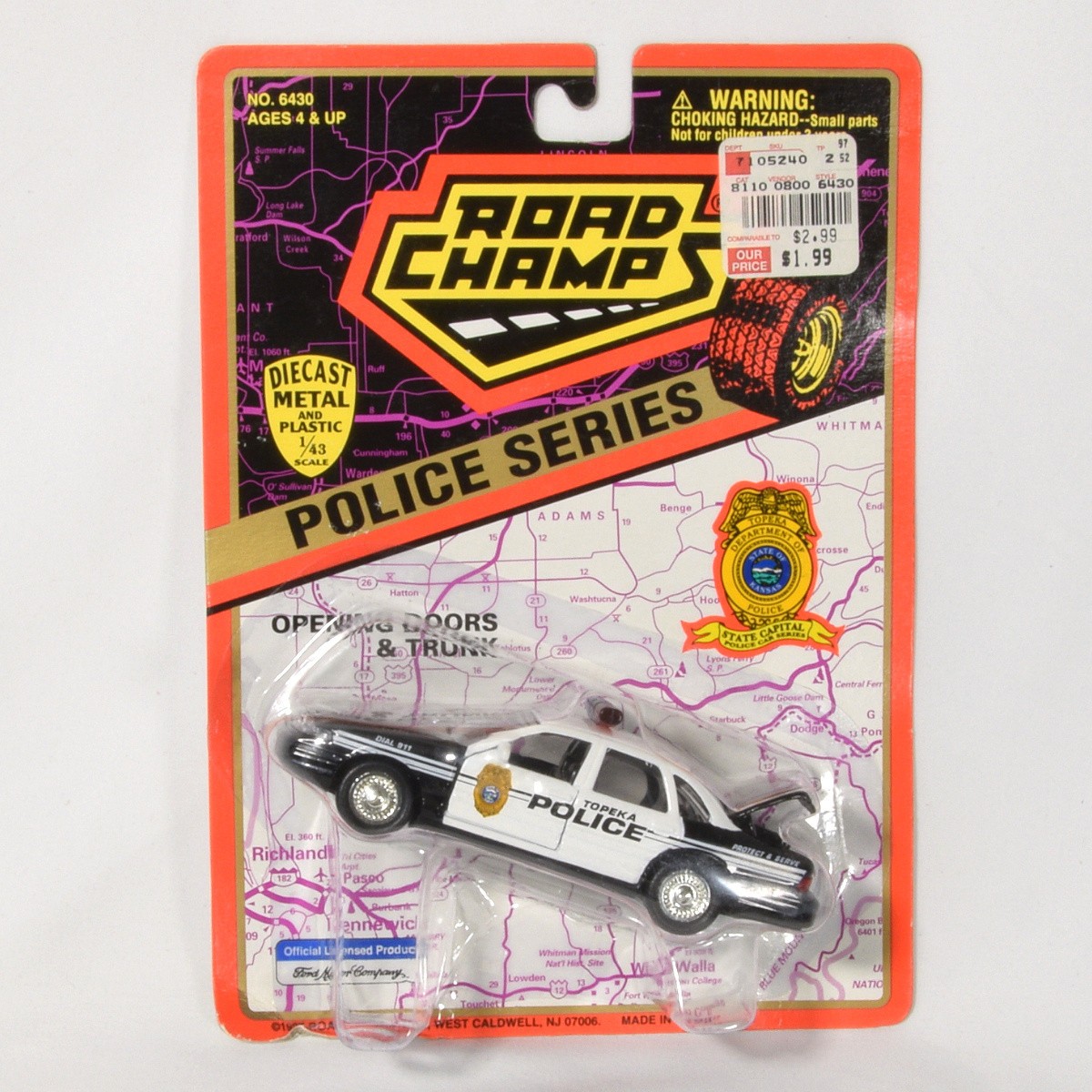 Road Champs Police Series 1/43 Die Cast Topeka Kansas State Police Cruiser NEW