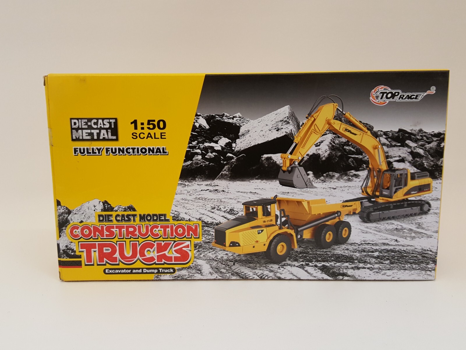 Top Race die cast metal construction trucks excavator dump truck 2 pack NIB