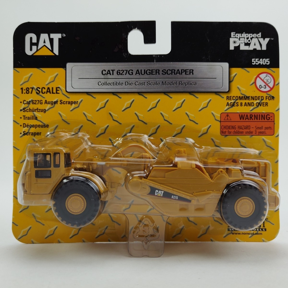 NORSCOT CAT 1:87 HO Scale Caterpillar 627G Auger Scraper 55405 Diecast Model NEW