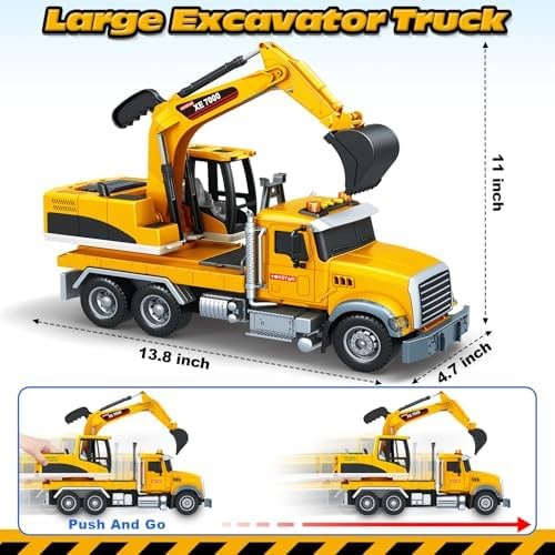 Bstoyder Kids Toys for 3 4 5 6 7 8 Years Old Boys, 15″ Excavator Truck Toy wi…
