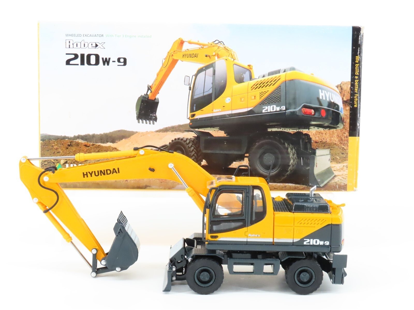 Hyundai Robex 210W-9 Wheeled Excavator – China 1:40 Scale Diecast Model New