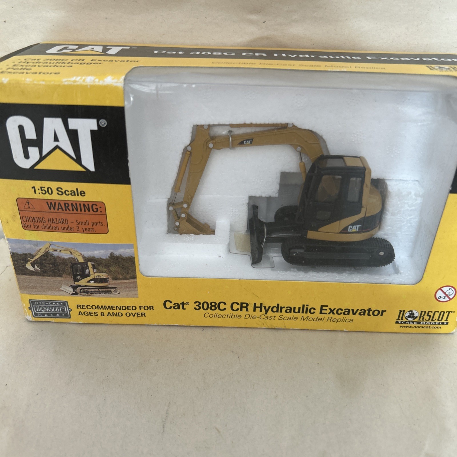NORSCOT CAT 1:50 55129 308C CR Hydraulic Excavator Yellow box 4