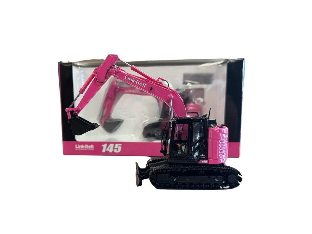 Link-Belt 145 X4S Excavator – Breast Cancer Pink – 1:50 Scale Model New