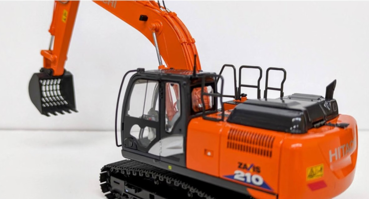HITACHI ZAXIS210-6A 1/50 Excavator Model w/ Skeleton Bucket Diecast Japan