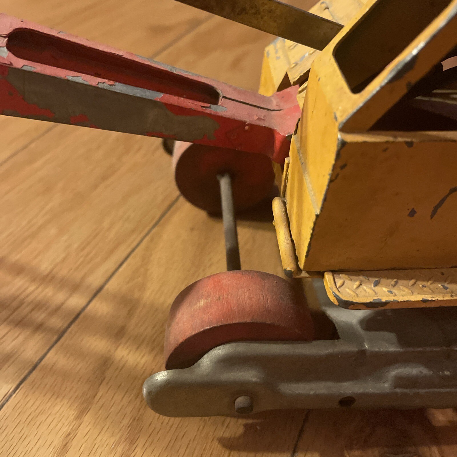 Antique Metal Hubley Toy Excavator Yellow & Red