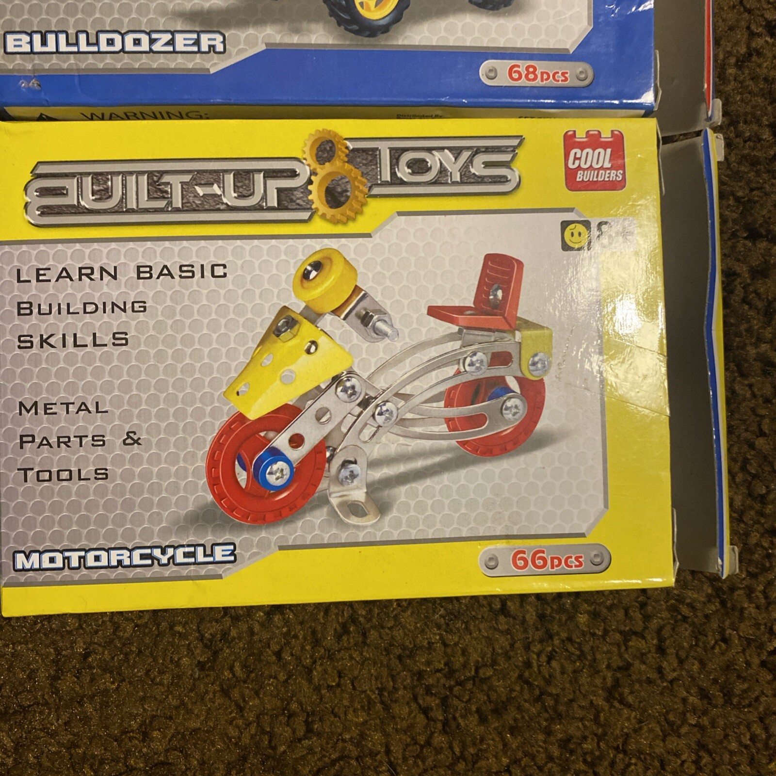 LOT 4 Built-Up Toys Building Skills Bulldozer Airplane Motorcycle Race Car 8+