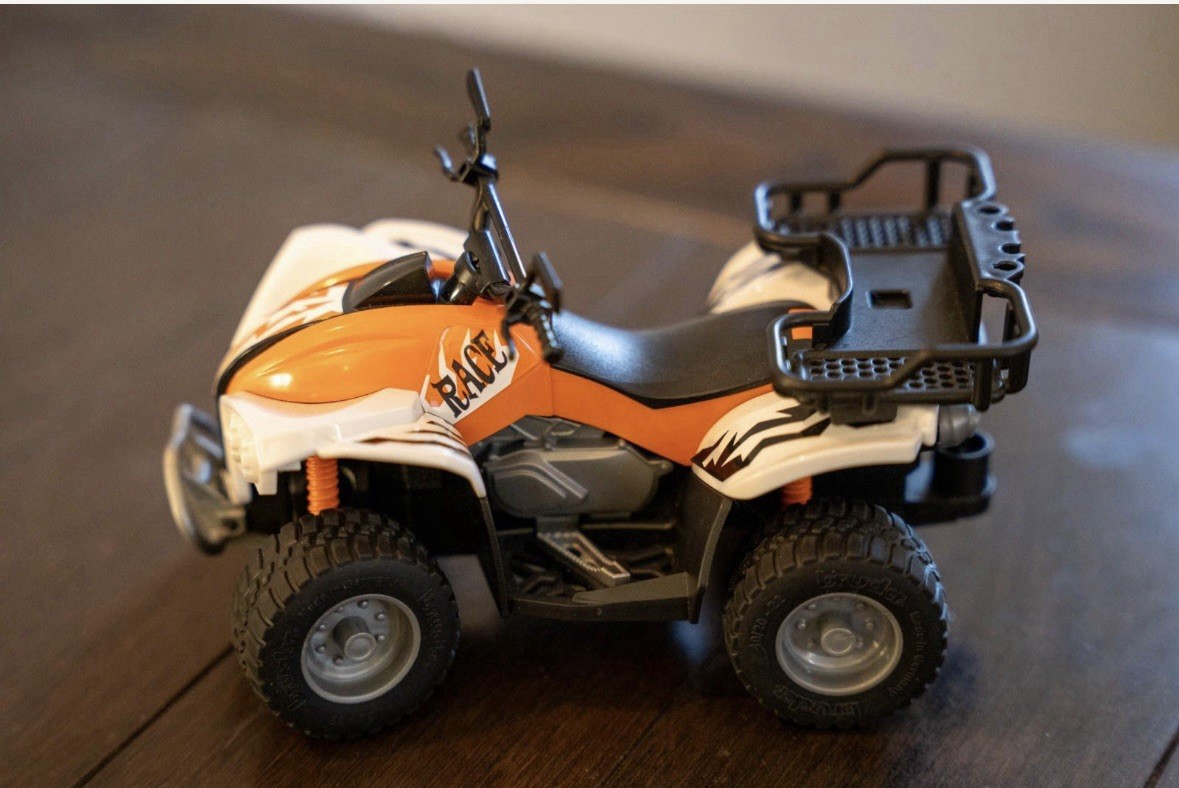 BRUDER 63000 Quad Toy 4 Wheeler With Driver Orange EUC One Owner