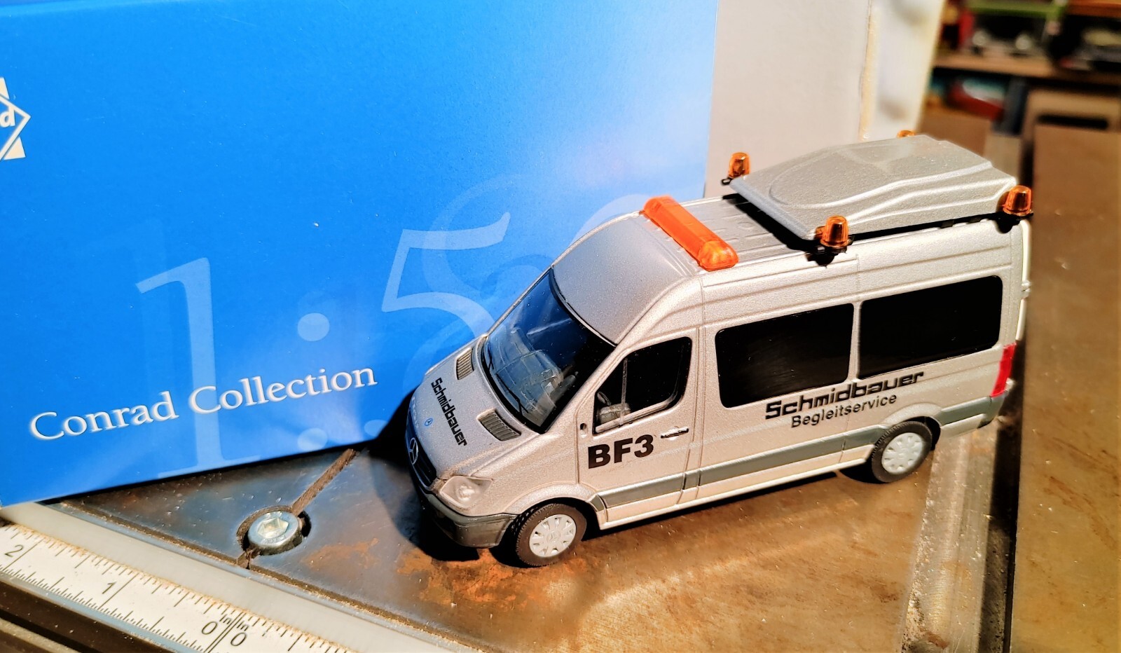 Conrad 1611-03 Mercedes-Benz Sprinter Escort Van – Schmidbauer 1/50 Diecast MIB