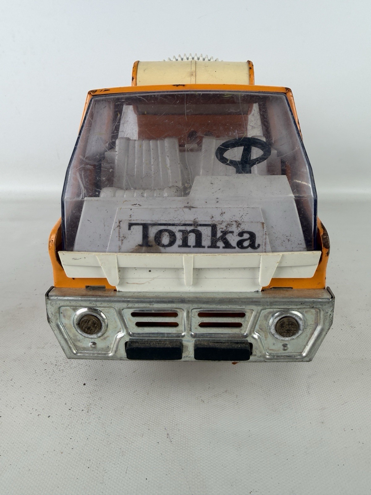 VTG Orange Tonka Cement Mixer Truck Pressed Steel Whitewall Tire 1960s USA AS IS