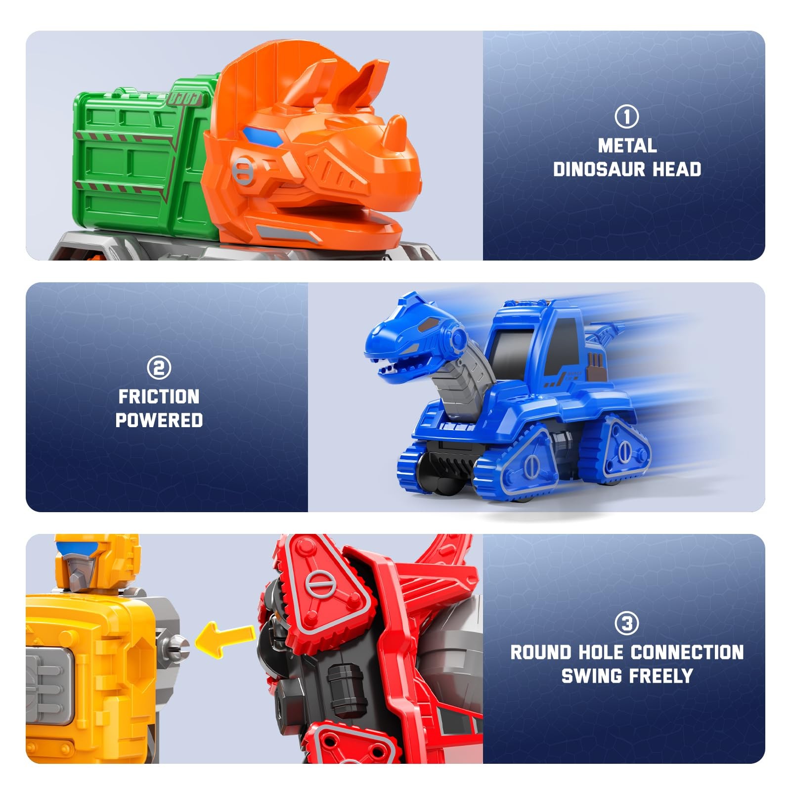 Transforming Robot Toys Set Construction Trucks, Dinosaur Car Toys 6 in 1 Tra…