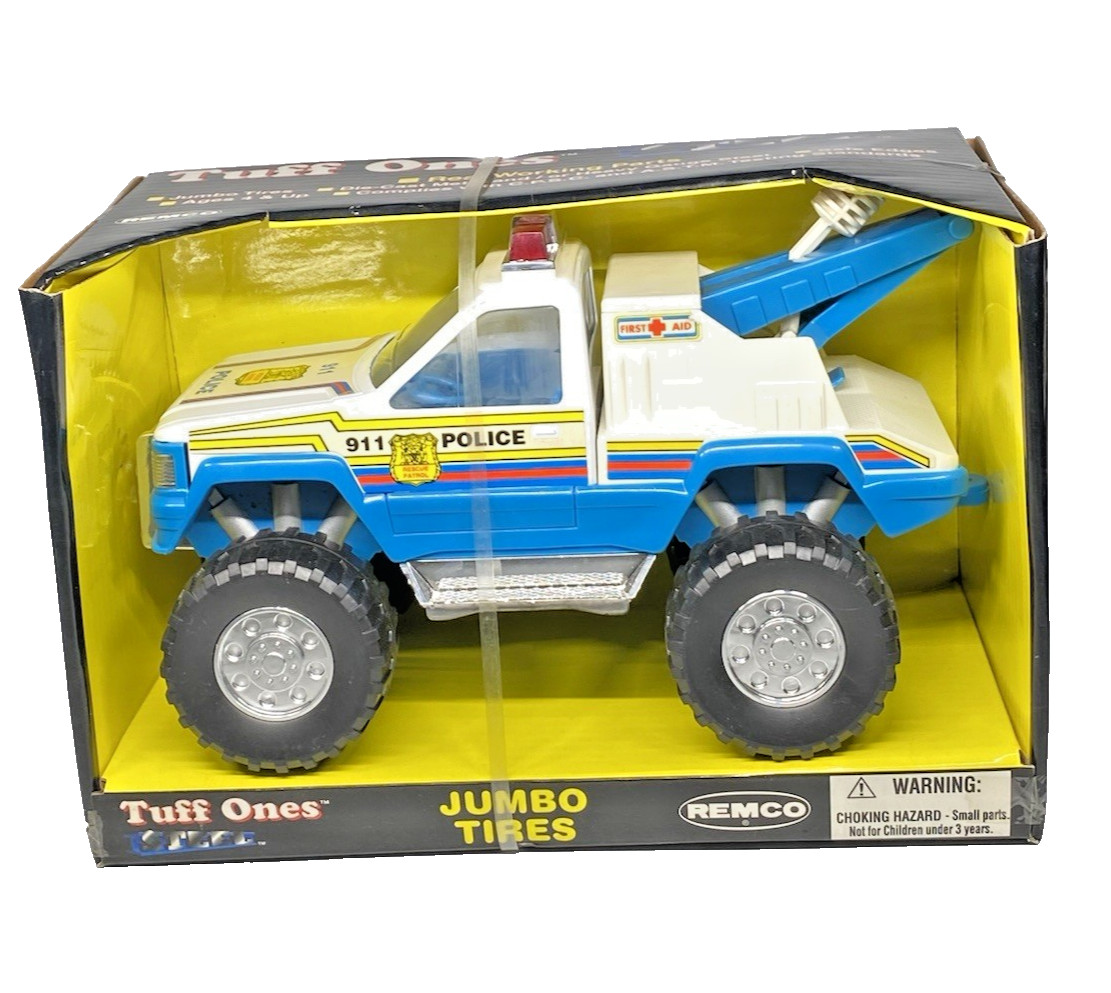 TUFF ONES REMCO JUMBO SOFT TIRES POLICE WRECKER VINTAGE TOY NEW VINTAGE 1998