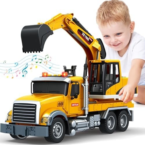 Bstoyder Kids Toys for 3 4 5 6 7 8 Years Old Boys, 15″ Excavator Truck Toy wi…