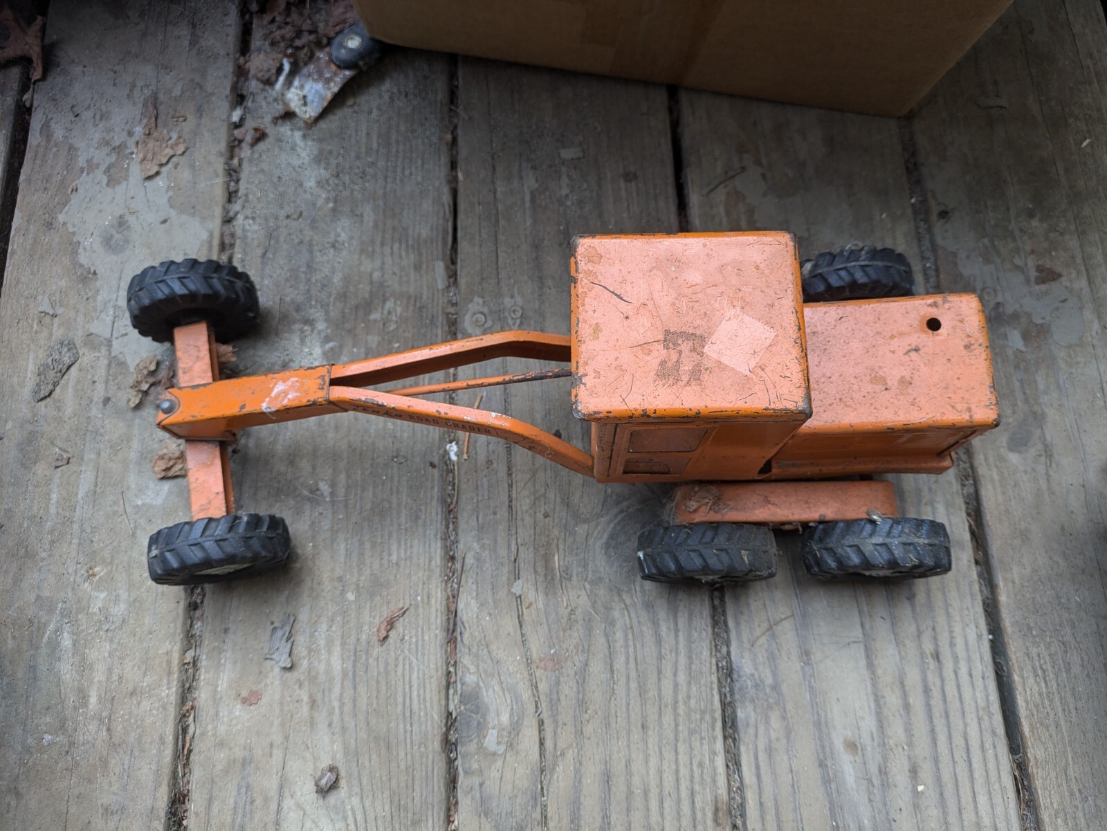 Vintage Tonka Road Grader Orange Diesel Pressed Steel Toy