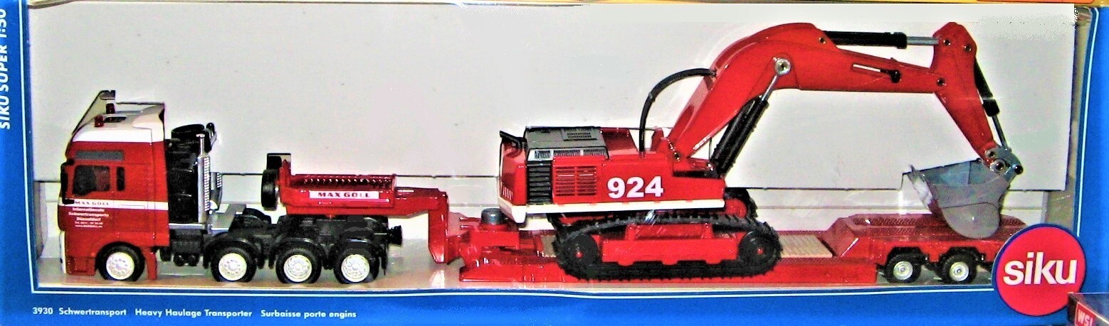 Siku 3930 MAN Heavy Haul Lowboy + Excavator MAX GOLL – W. Germany – 1/50 MIB