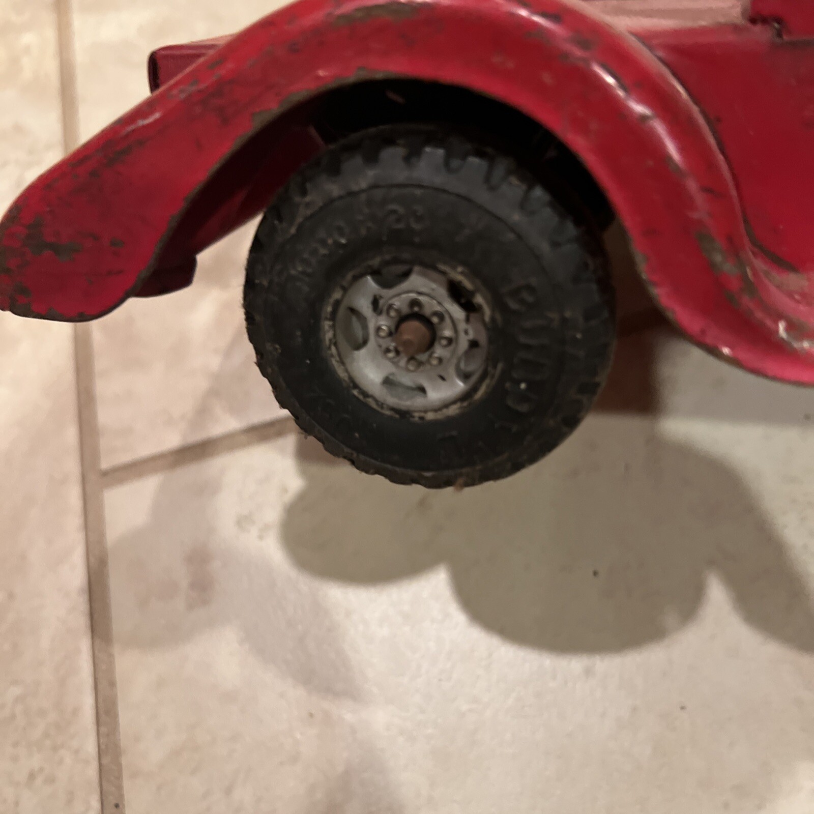 Vintage Buddy “L” GMC Extension Ladder Trailer Fire Truck Display, Parts Or Rep-