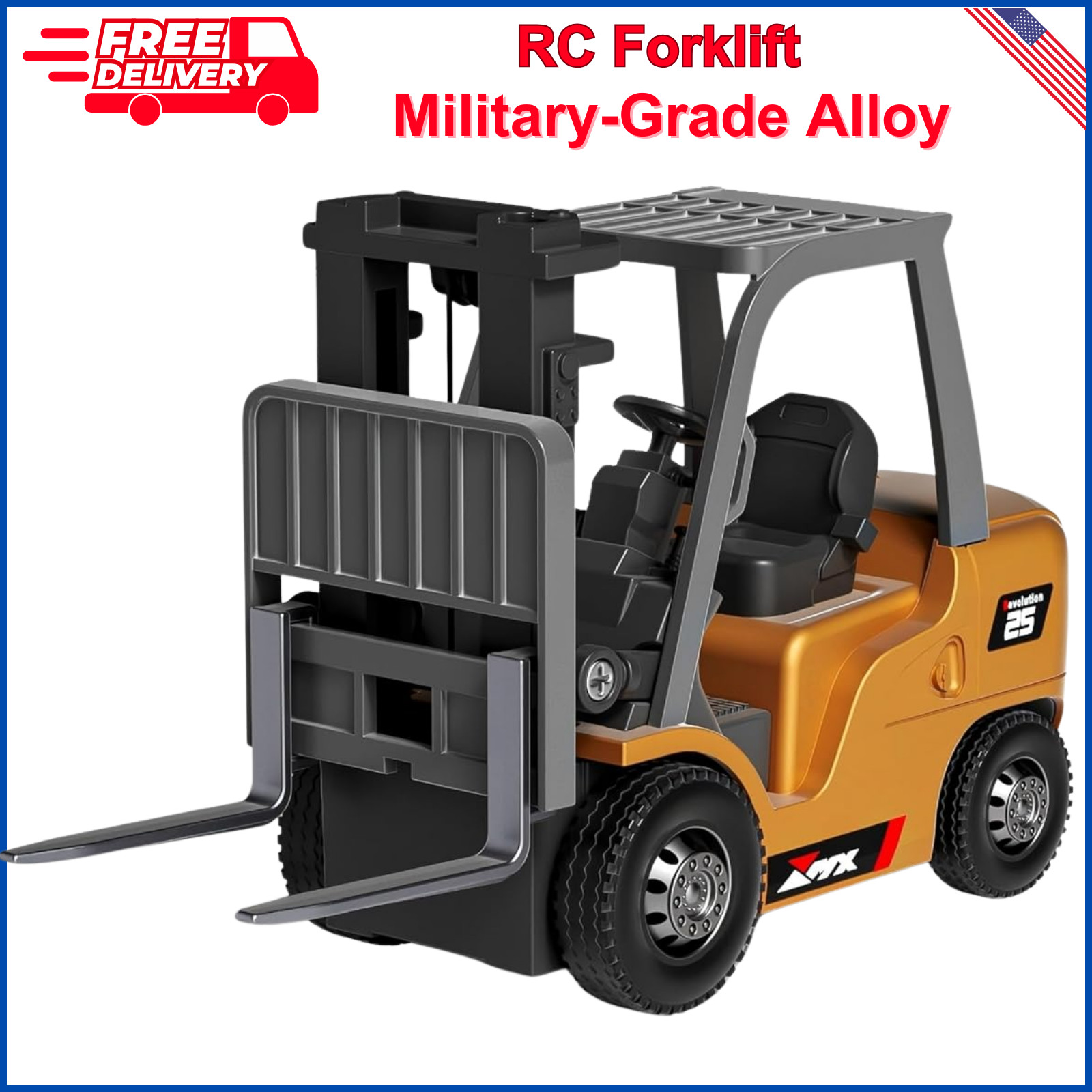 1/64 RC Forklift Toy 7 Channel 2 Mode Mini Remote Control Forklift Truck, 2 in 1