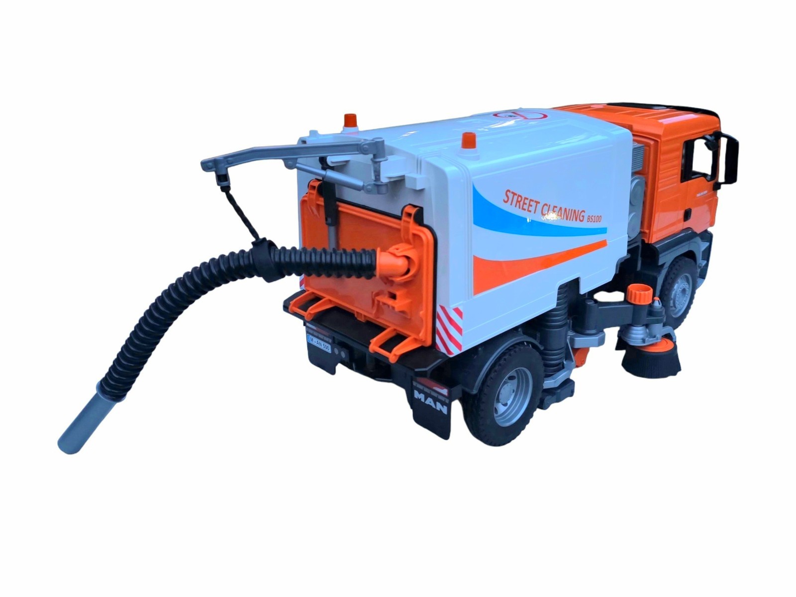 BRUDER MAN TGS 26.500 1:16 Street Sweeper Truck Orange/White Plastic 2009 EUC ✅️