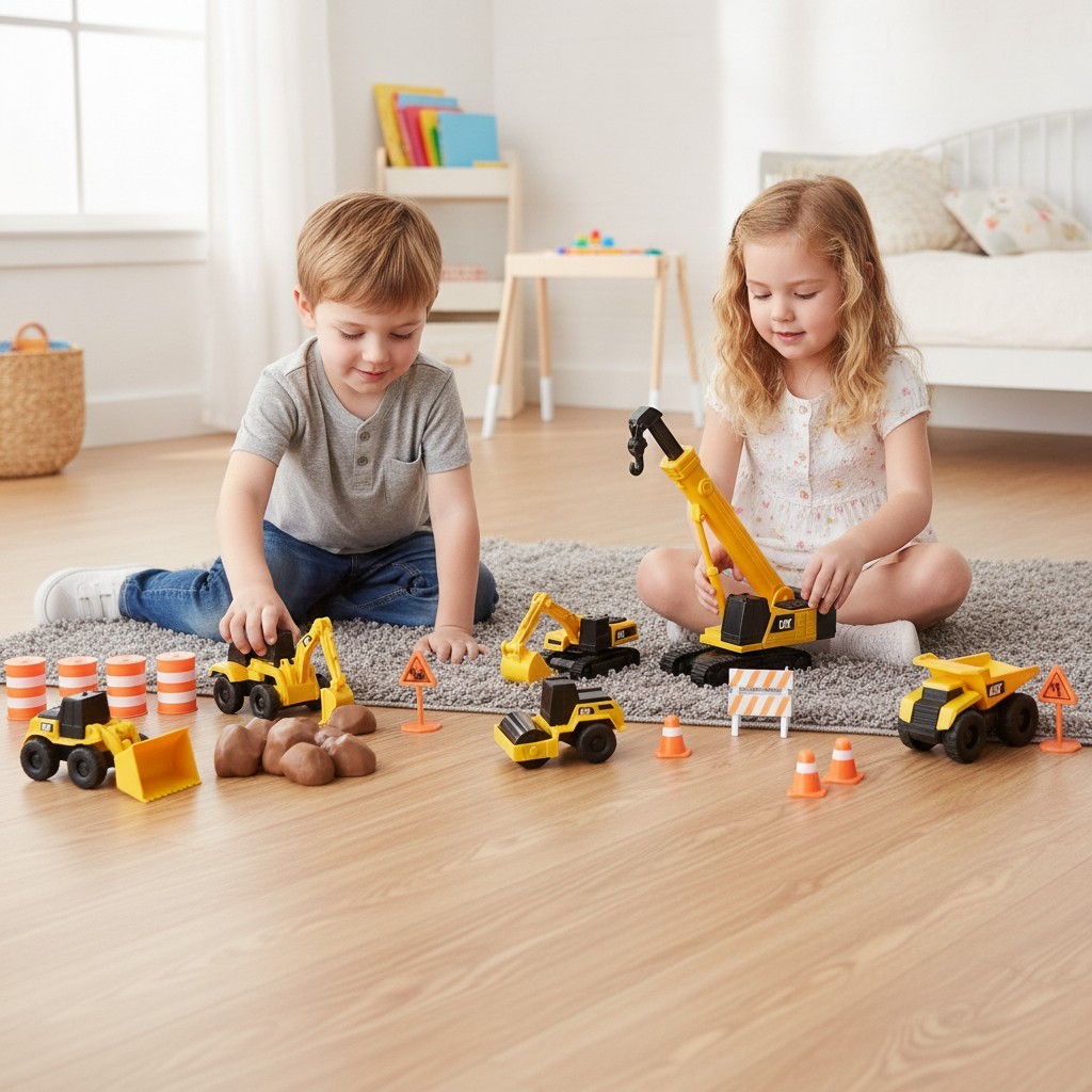 CAT Little Machines Mega Set – 41-Piece XL Crane, Excavator & 10 Mini Vehicles