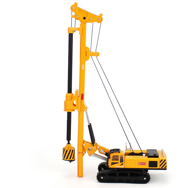 Rotary Drilling Rig Toy Diecast Construction Vehicle Model for Boys Yellow
