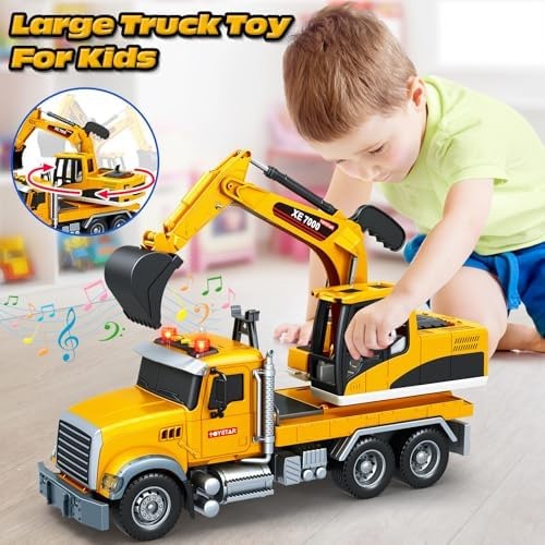 Bstoyder Kids Toys for 3 4 5 6 7 8 Years Old Boys, 15″ Excavator Truck Toy wi…