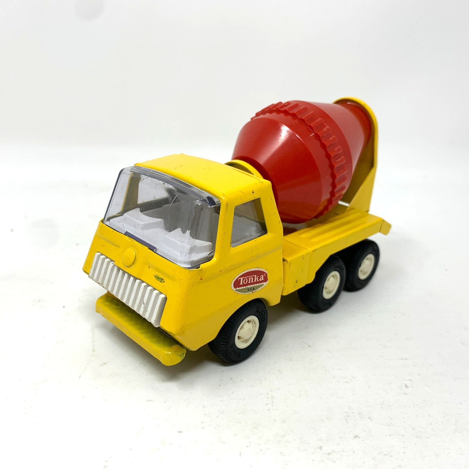 VTG 1970s 4.5″ Tonka Concrete Mixer Steel Metal Toy Red Plastic Drum
