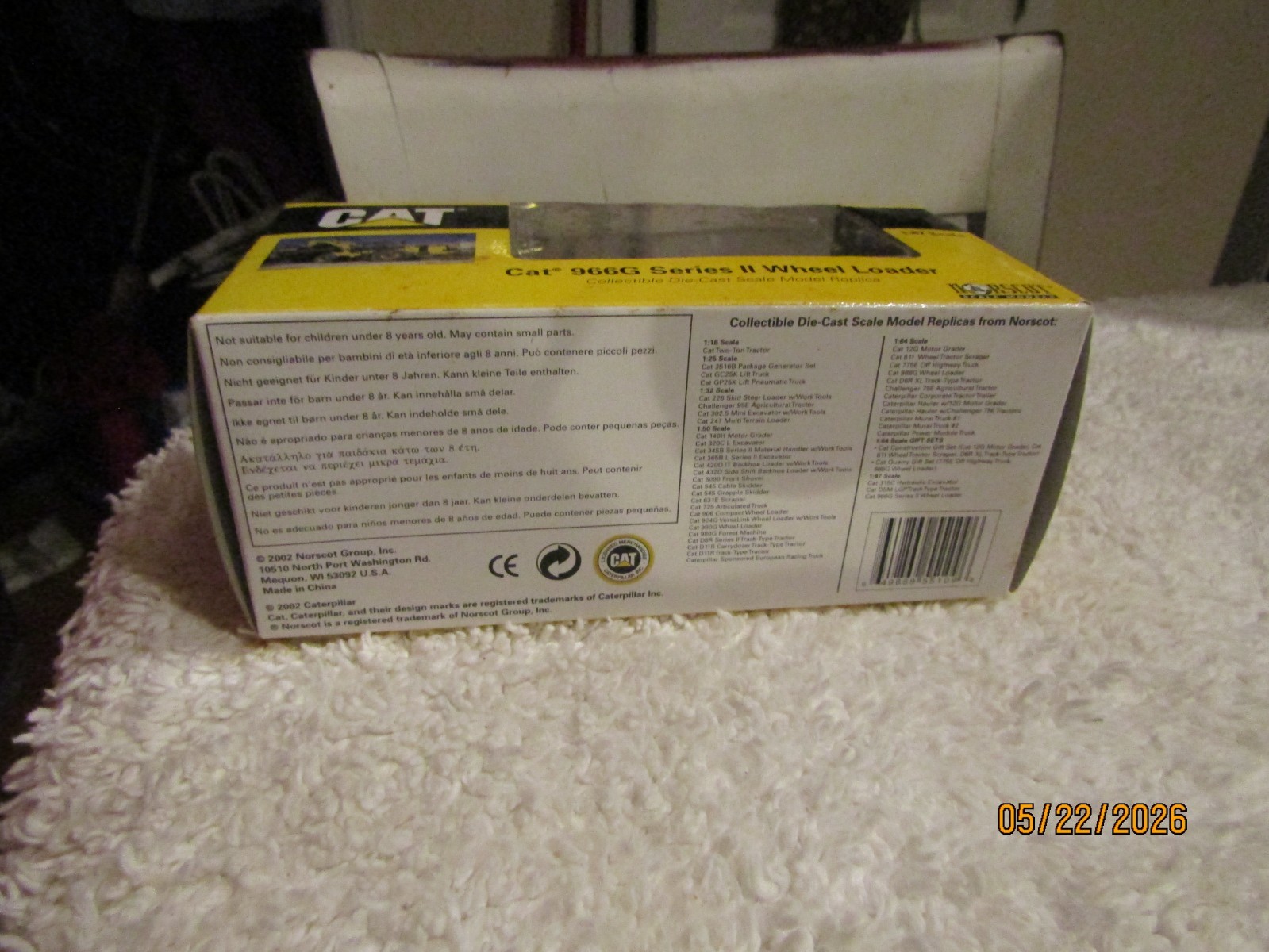 Norscot Scale Models 1:87 Cat 966B Wheel Loader BOX & Packaging ONLY 55109 2002