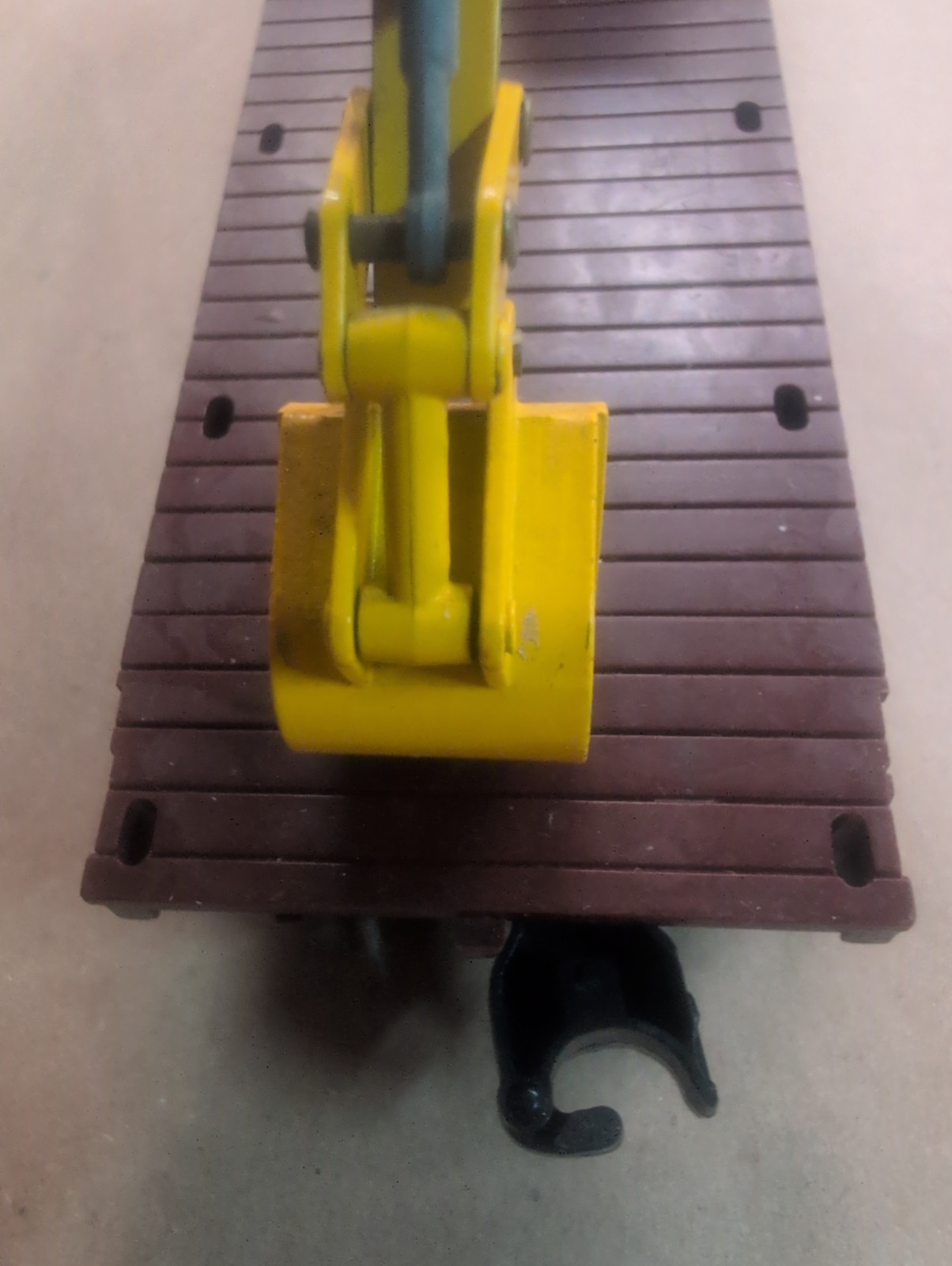 1/50 Scale Massey Ferguson MF450S Excavator on a Lionel O scale flatbed