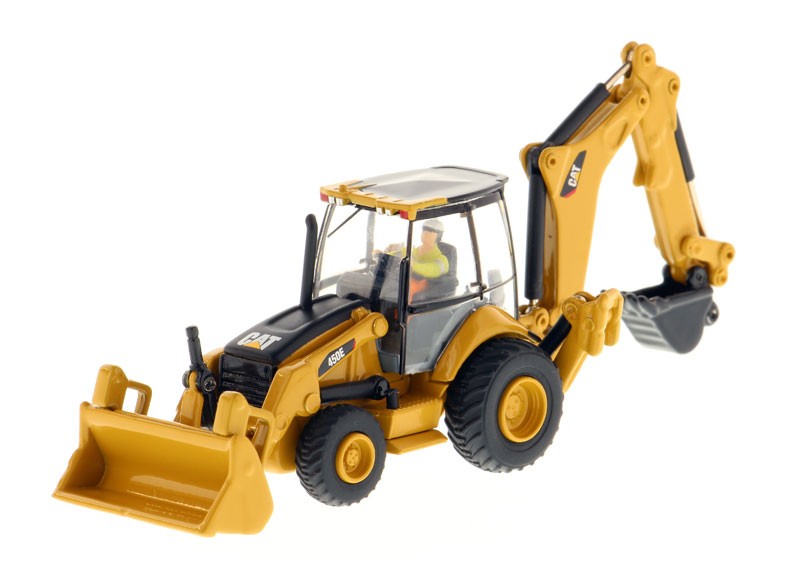 DIECAST MASTERS,CATERPILLAR 450E backhoe loader with driver and metal box, 1/…