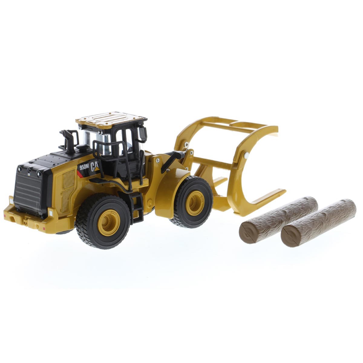 1/64 Caterpillar CAT 950M Wheel Loader W/ Log Fork, Bucket & 2 Log Poles 85635