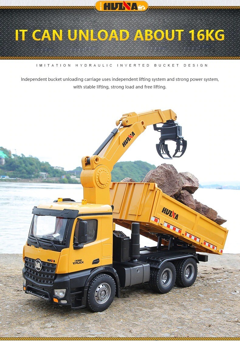 HUINA 575 1/14 RC Car 26CH Remote Control Alloy Timber Dump Truck Gift kids New