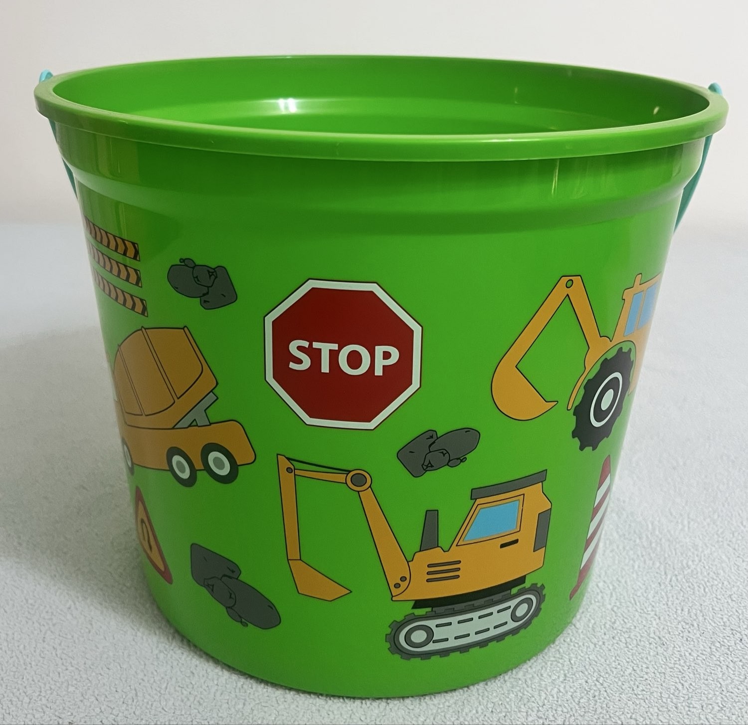 Green Plastic Sand Bucket Toy Excavator Bulldozer Print
