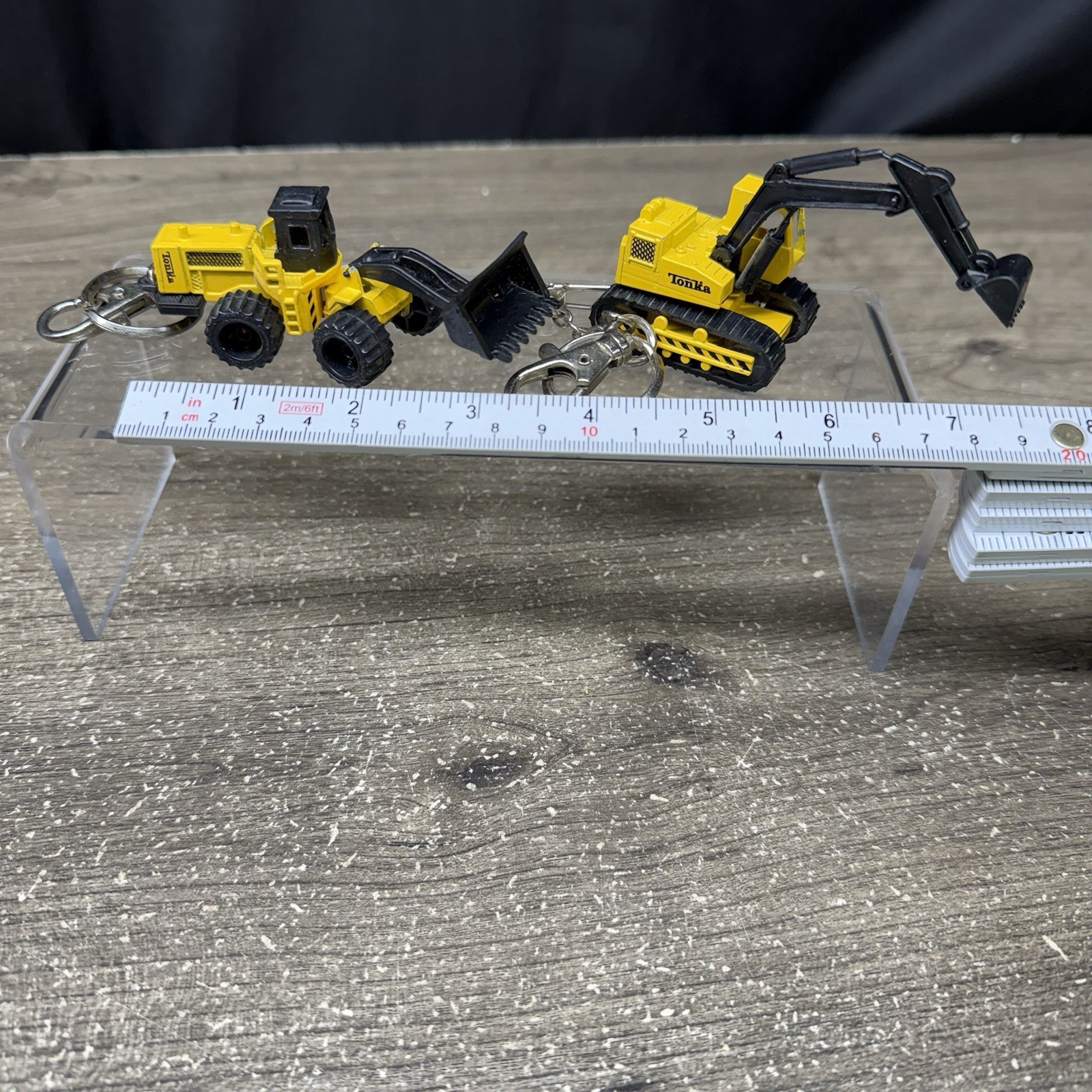 Tonka Mighty Construction Back Hoe Front Loader Keychain TOY 1998