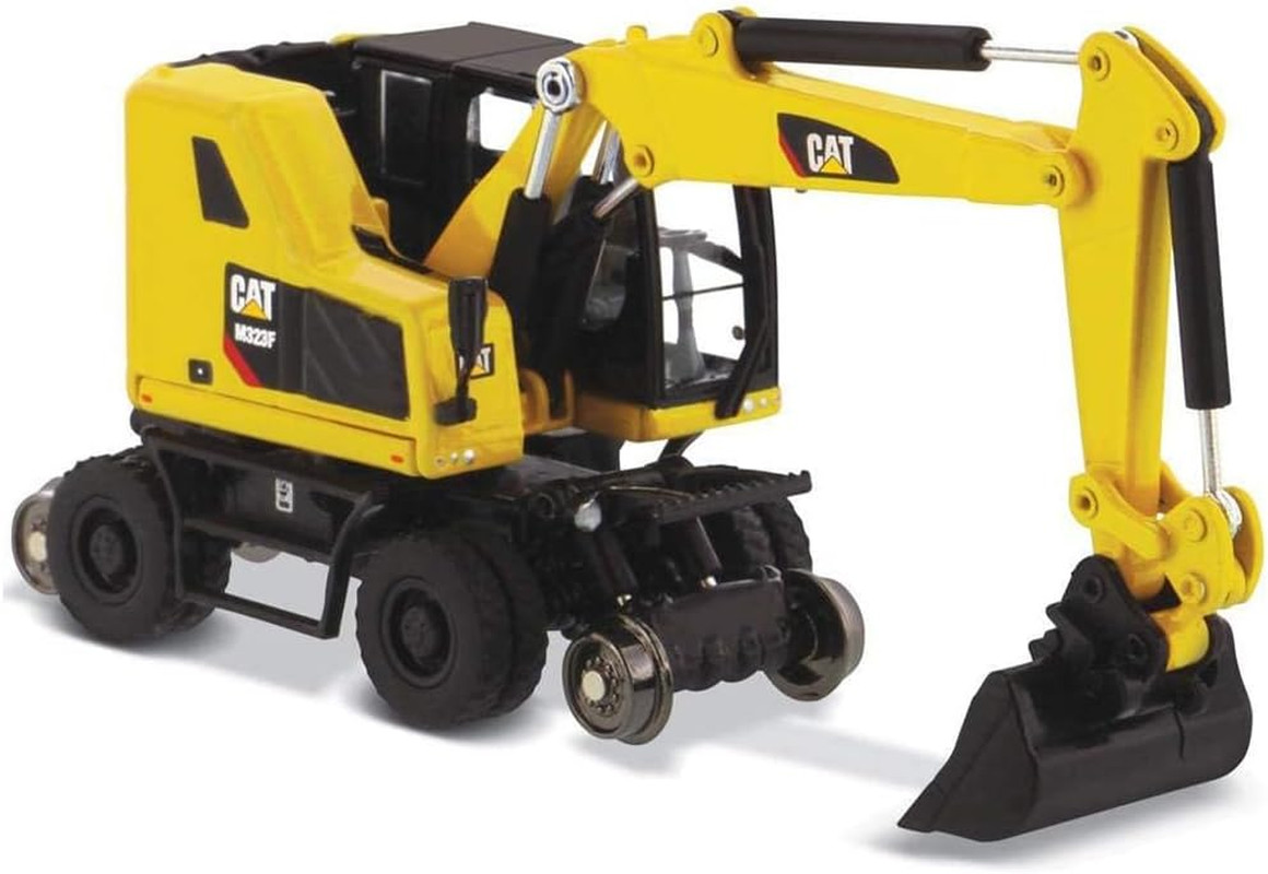 1:87 Scale Caterpillar M323F Railroad Wheeled Excavator with Work Tools | HO Sca