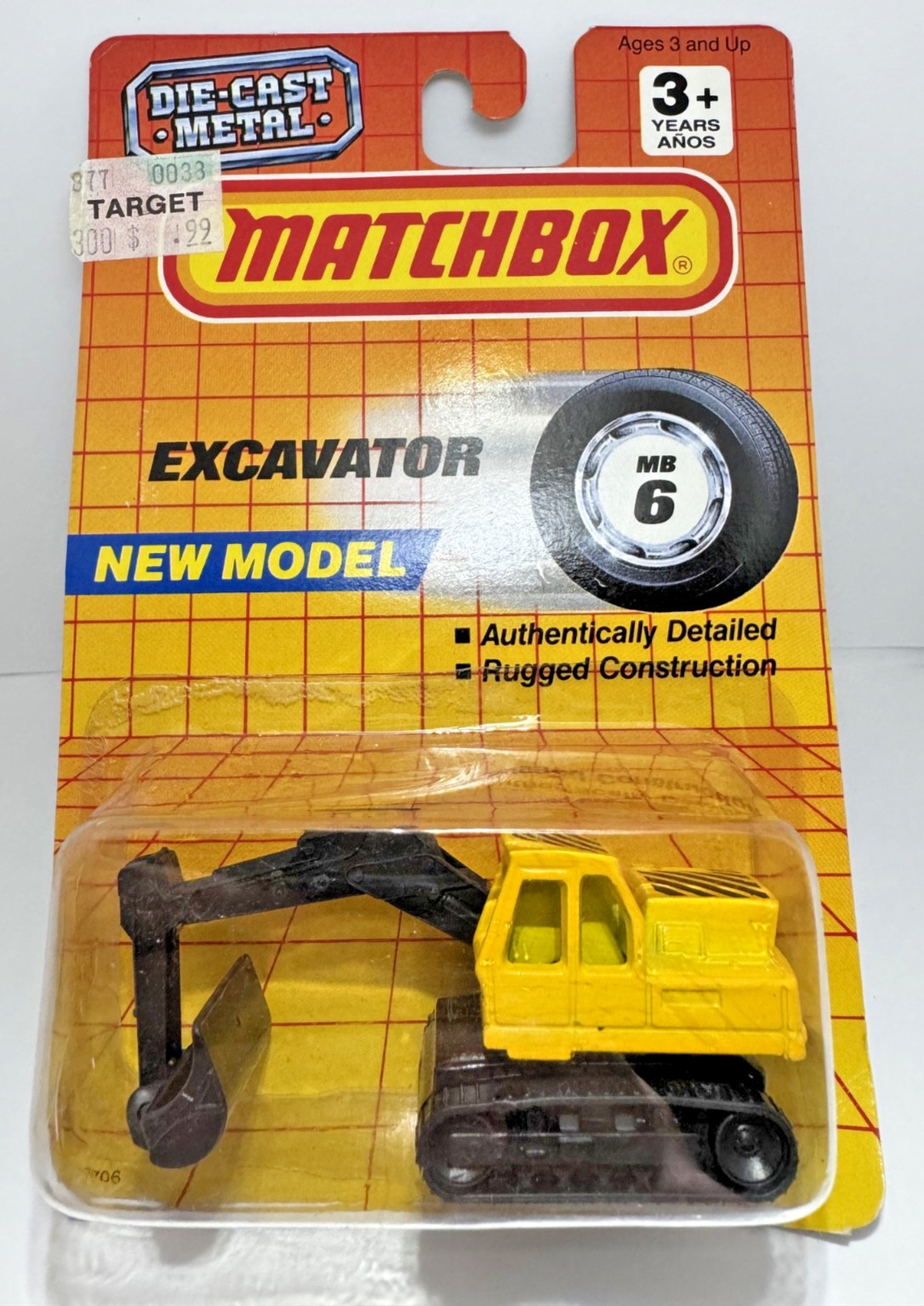 Matchbox 1990 EXCAVATOR (New Model) MB-6 Yellow Black DieCast 1/64 #1706