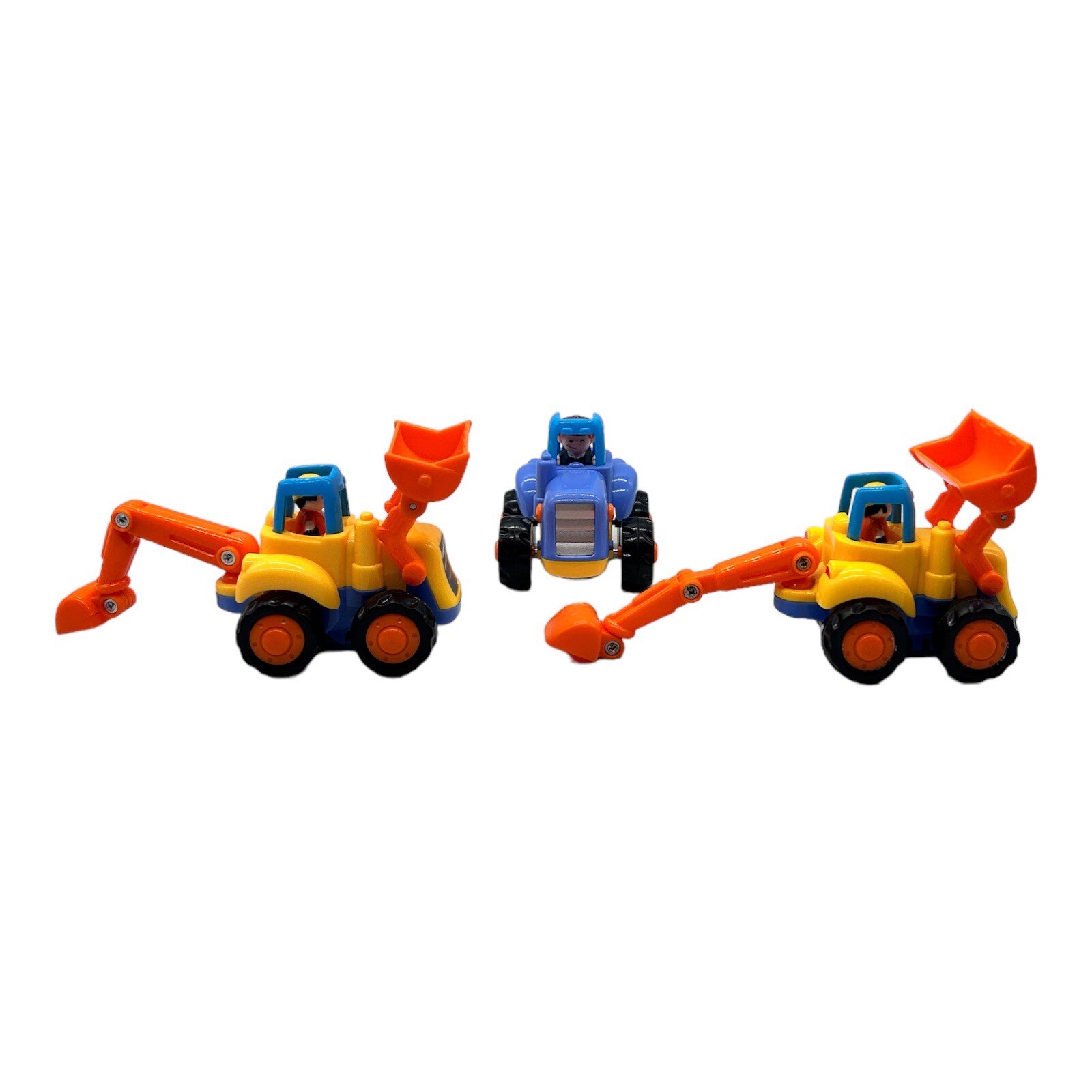 Huile Toys Lot Of 3 Friction Powered 2 Bulldozers & Tractor Push & Go Vehicles