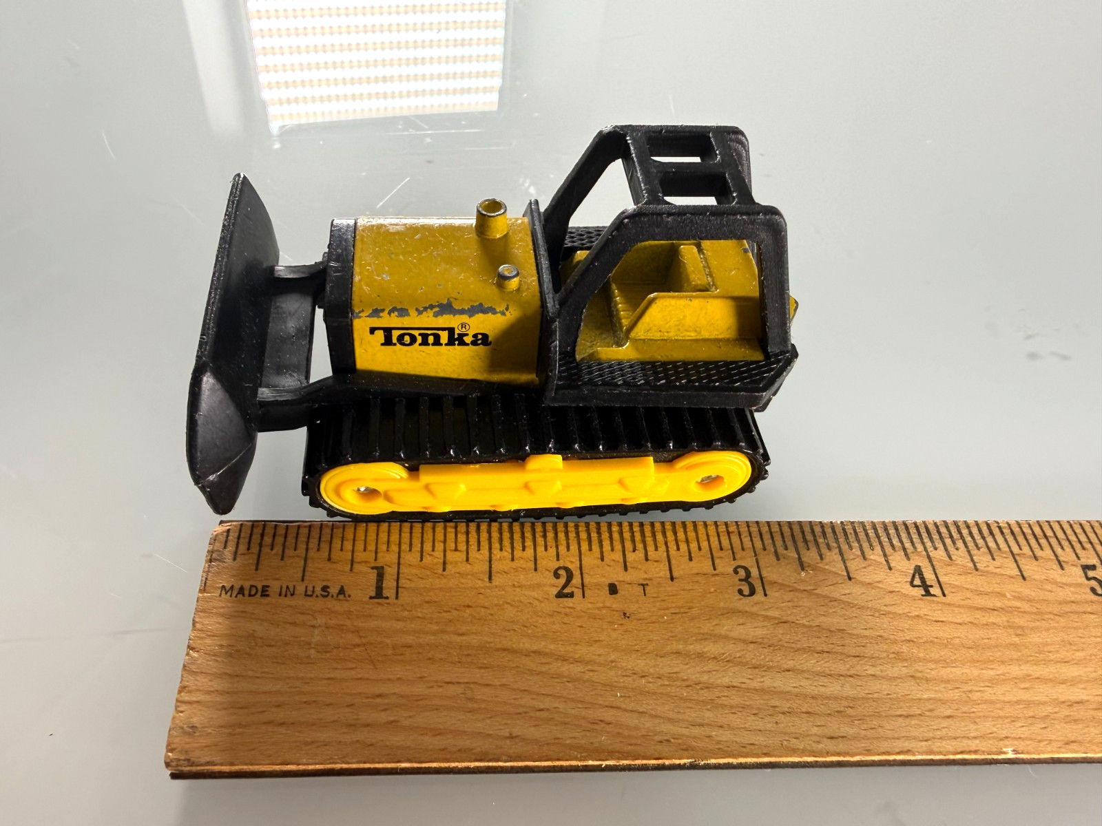 Vintage 1994 TONKA Bulldozer Diecast Cars Toy 1:64 Yellow Construction Truck 3″
