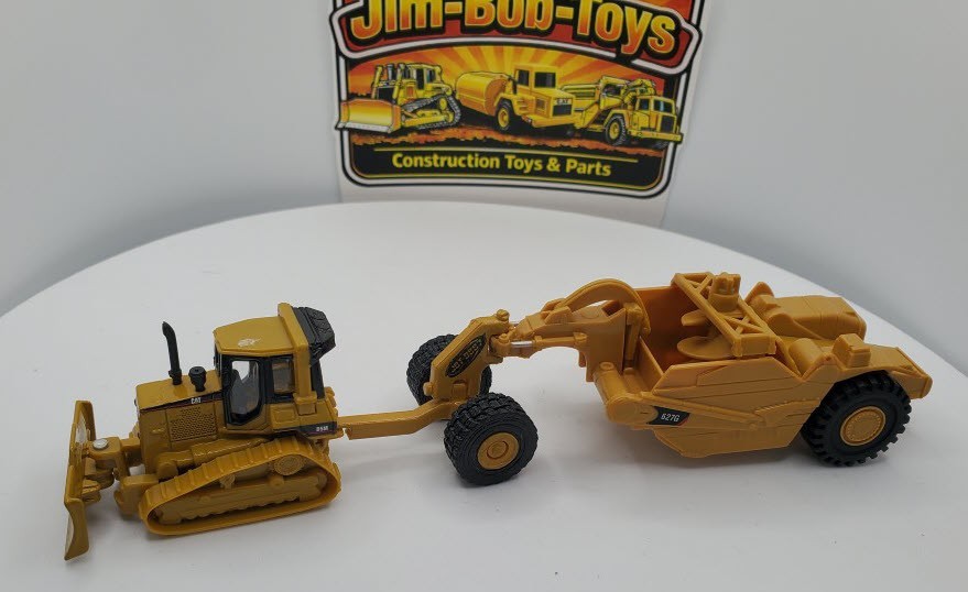 Cat D5M Dozer & Pull Type Cat 627G Scraper Bowl with Drawbar (HO – 1/87 scale)