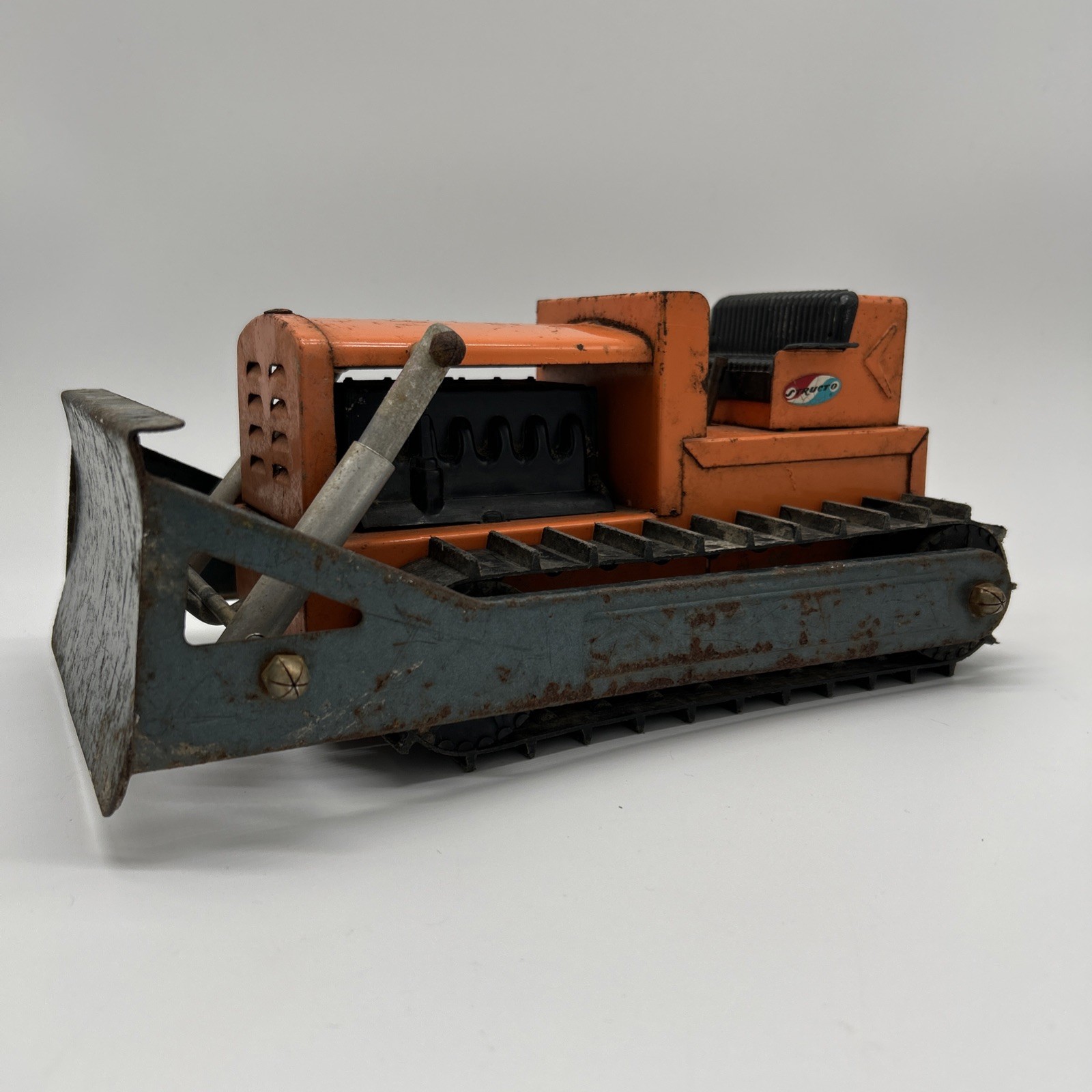 Vintage 1950s, Structo, Bulldozer, Orange Good Tracks ,Steel