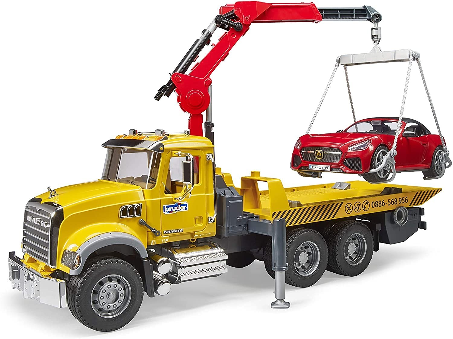 Multicolor 20.7 Inch Non Riding Toy Vehicle With Extendable Crane And Doors