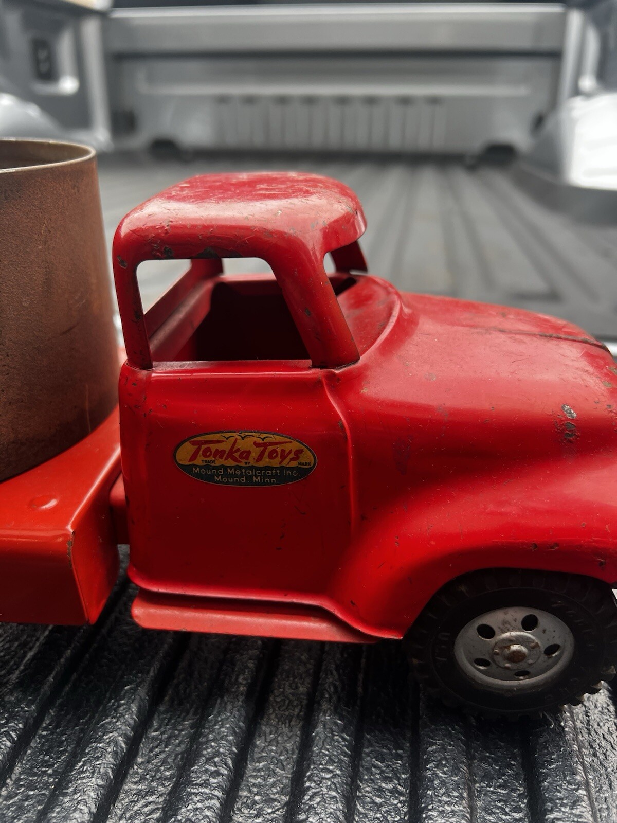 Vintage 1955 Tonka pressed steel Grain Hauler 550-5 catalog play wear & patina