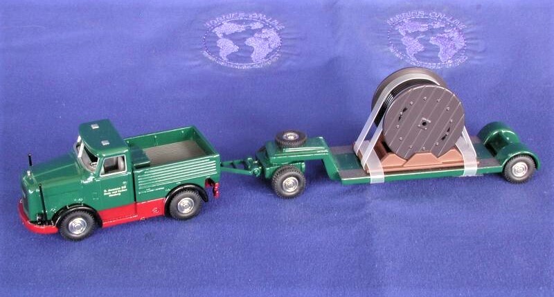 BUB 07050 Kaelble K Heavy Haul Truck w/Trailer & Reel AUMANN 1/87 HO Diecast MIB