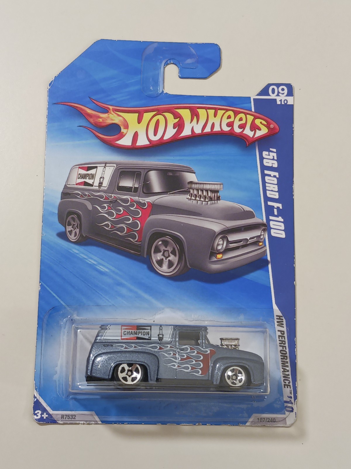 Hot Wheels 2010 Performance ’56 Ford F-100 Panel Truck Champion Spark Plugs #107