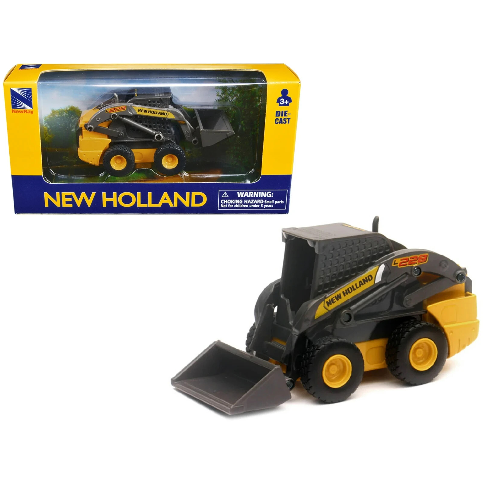 4 Inch New Holland L228 Skid Steer Loader 1/36 Scale Diecast & Plastic Model