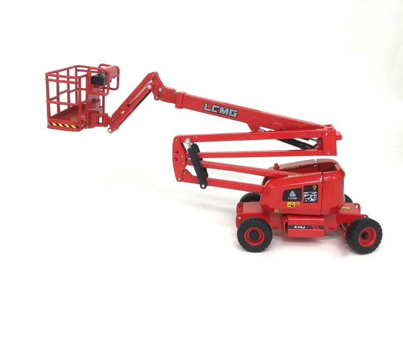 1:40 LGMG A14J Articulating Boom Aerial Work Platform Crane Diecast Model
