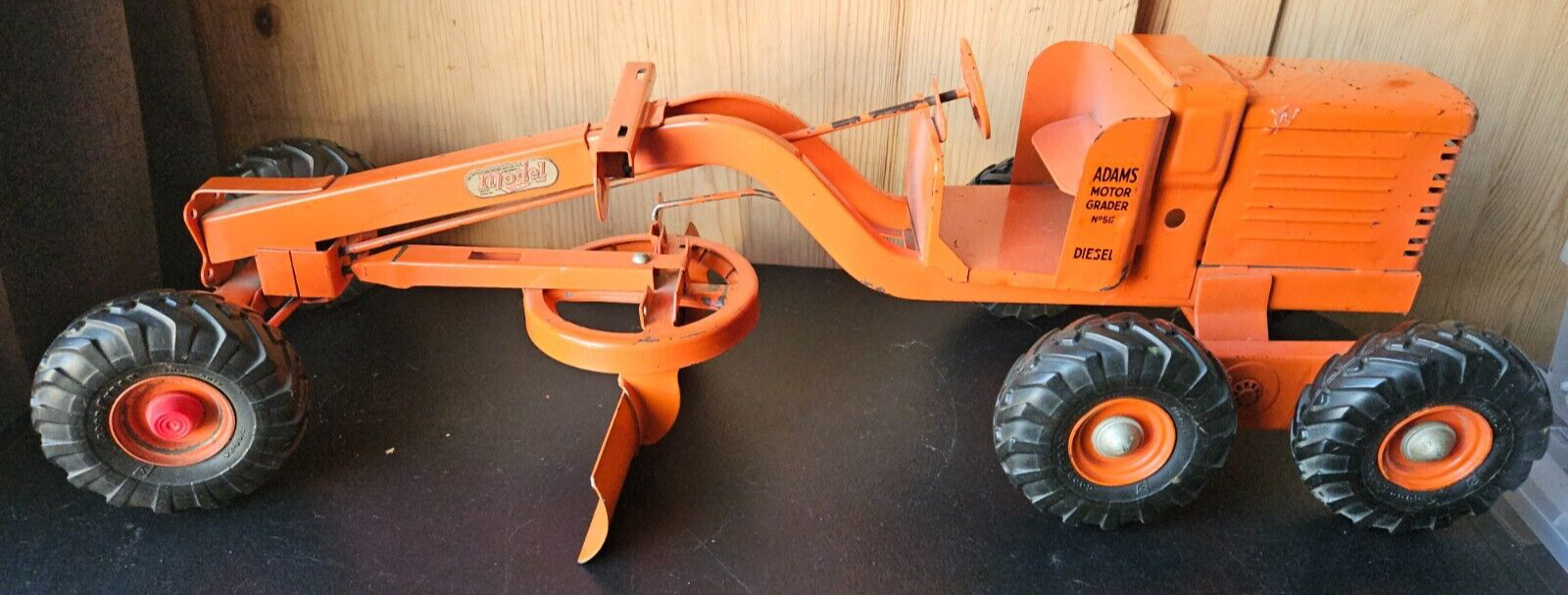 ADAMS MOTOR GRADER NO.512, DIESEL. MODEL TOYS, CHARLES WM. DOEPKE. GOODYEAR TIRE