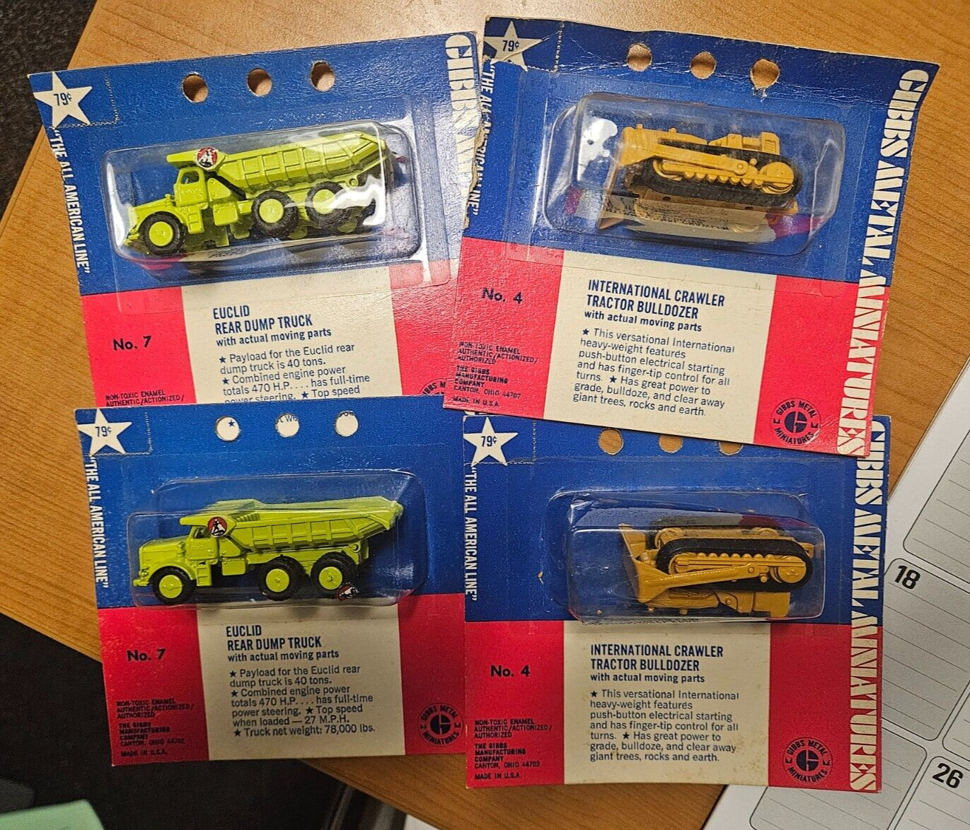 Gibbs Metal Minatures – DIE CAST vintage. Tractor Bulldozer and Rear Dump Truck